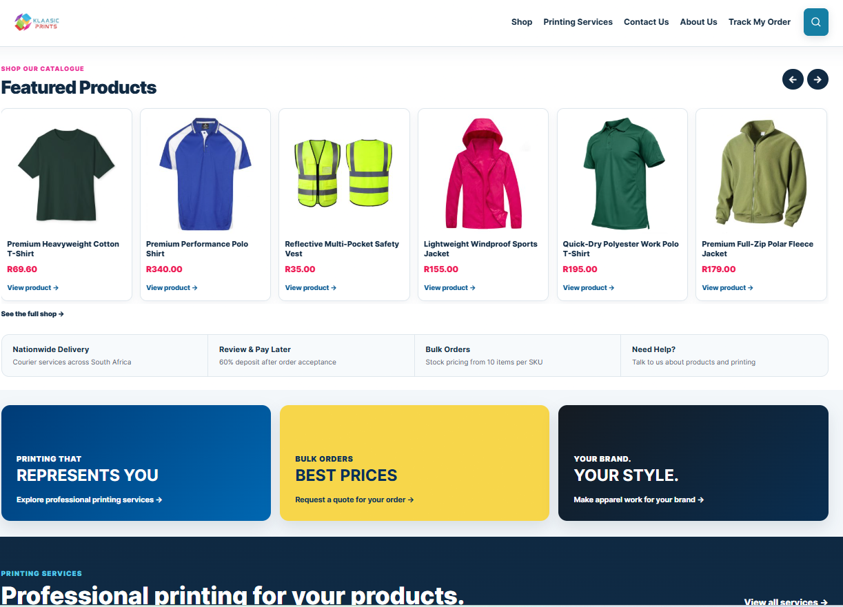 Klaasic Prints ecommerce website